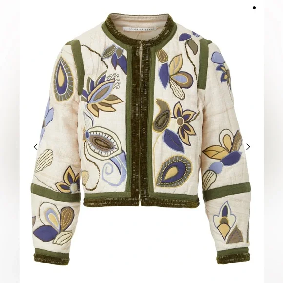 NWT $ 698 Veronica Beard BENICI EMBROIDERED JACKET, Size 8, 100% Silk - Picture 6 of 16